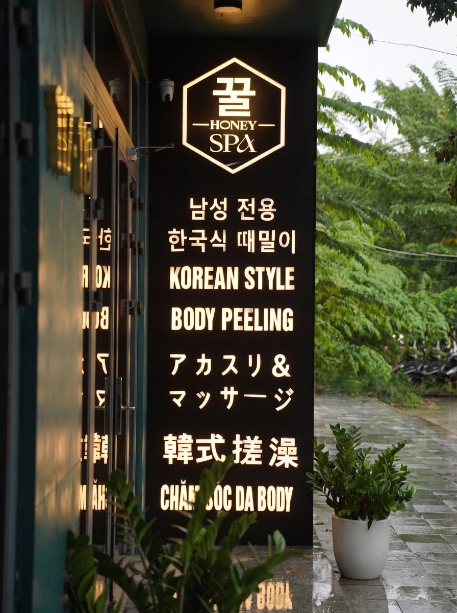 꿀스파 입구 표지